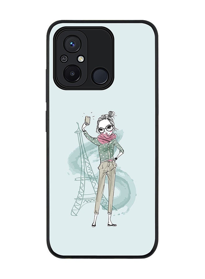 Stylizedd Rugged Black edge case for Xiaomi Redmi 12C 4G, Slim fit Soft Case Flexible Rubber Edges Anti Drop TPU Gel Thin Cover -  Selfie by Eiffel - Image 1