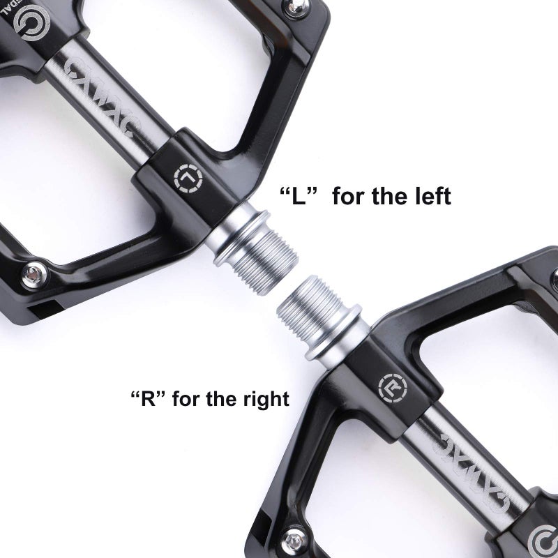 CXWXC Road/MTB Bike Pedals - Aluminum Alloy Bicycle Pedals - Mountain Bike Pedal with Removable Anti-Skid Nails (Black-Gray) - Image 5