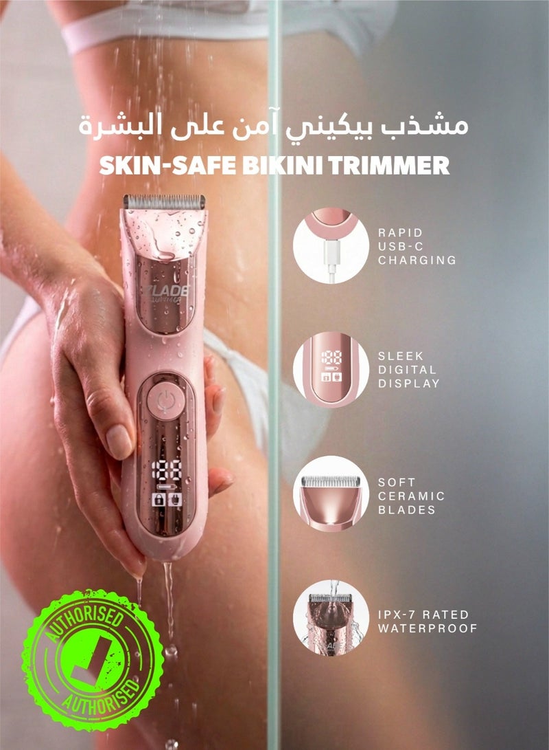 زلاد ماكينة حلاقة بيكيني صيفية برو للنساء من زليد بشفرات سيراميك ناعمة وشحن سريع بمنفذ - - Image 1