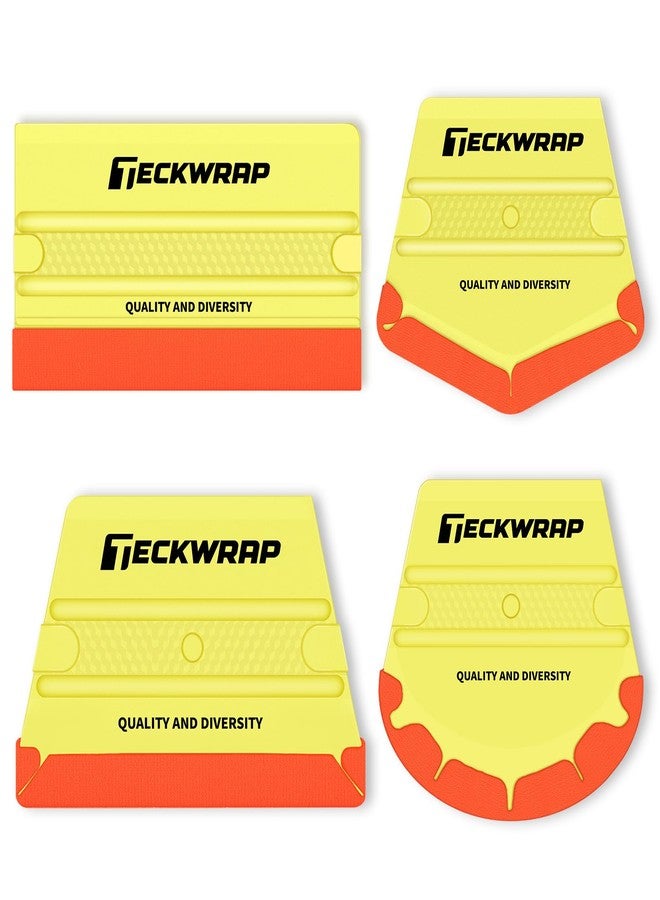 TECKWRAP 4-Piece 40A Yellow Felt Squeegee Set - for Vinyl Wrapping, PPF, Window Tint & Decals - Image 1