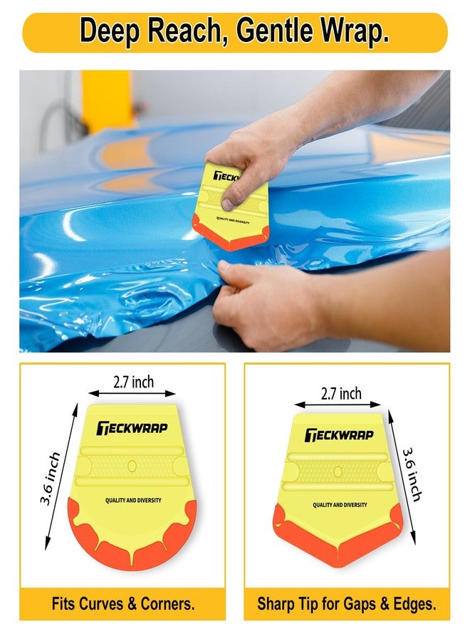TECKWRAP 4-Piece 40A Yellow Felt Squeegee Set - for Vinyl Wrapping, PPF, Window Tint & Decals - Image 3