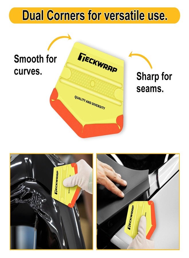 TECKWRAP 4-Piece 40A Yellow Felt Squeegee Set - for Vinyl Wrapping, PPF, Window Tint & Decals - Image 5
