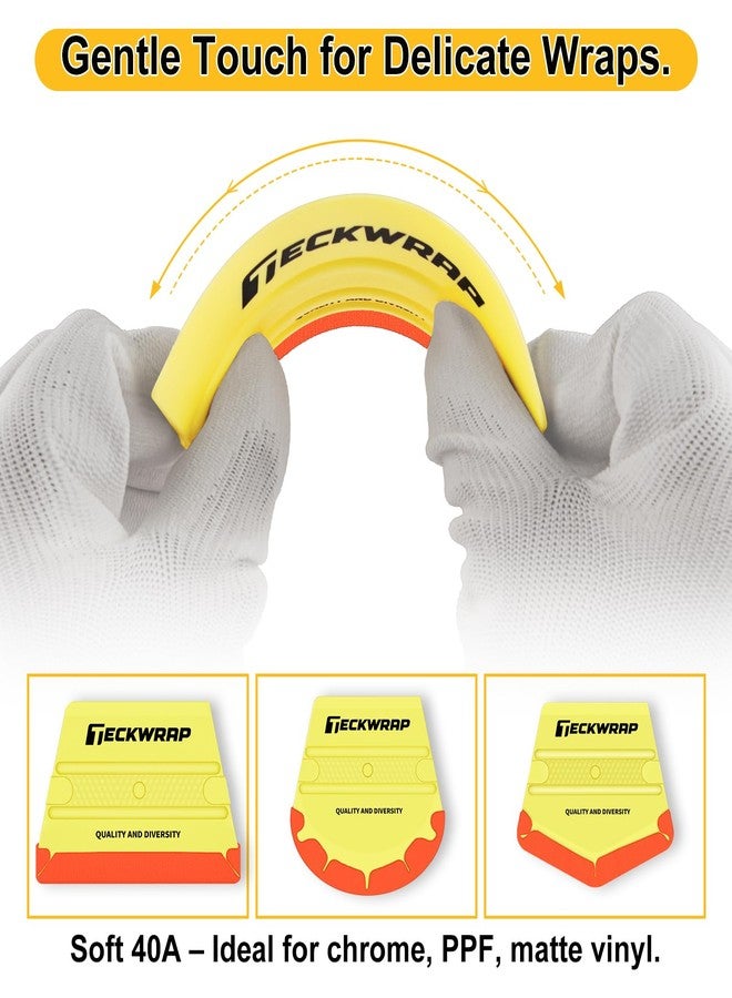 TECKWRAP 4-Piece 40A Yellow Felt Squeegee Set - for Vinyl Wrapping, PPF, Window Tint & Decals - Image 4