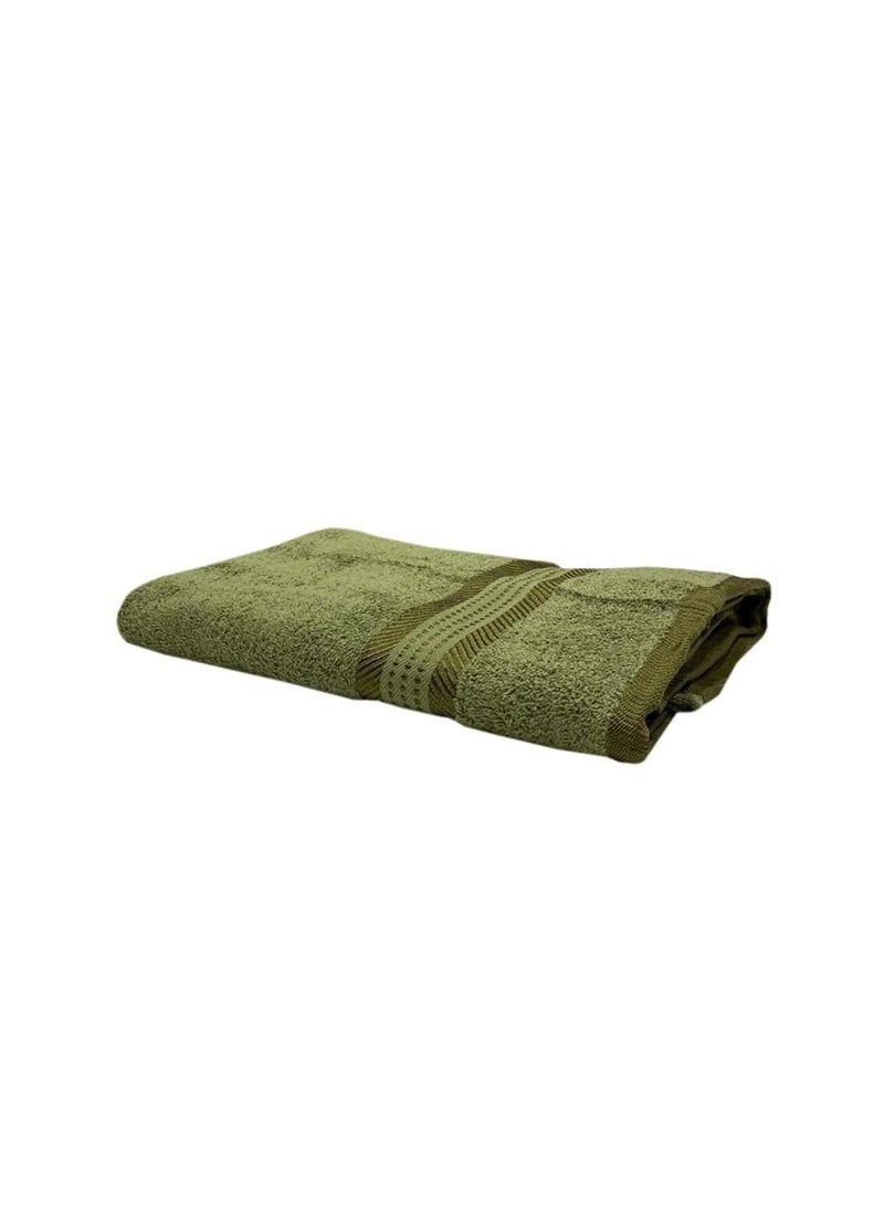 BYFT Daffodil (Dark Green) Premium Bath Towel (70x140 Cm-Set of 1) 100% Cotton, Highly Absorbent and Quick dry, Hotel and Spa Quality Bath linen with Stripe Diamond Dobby-500 Gsm - Image 1