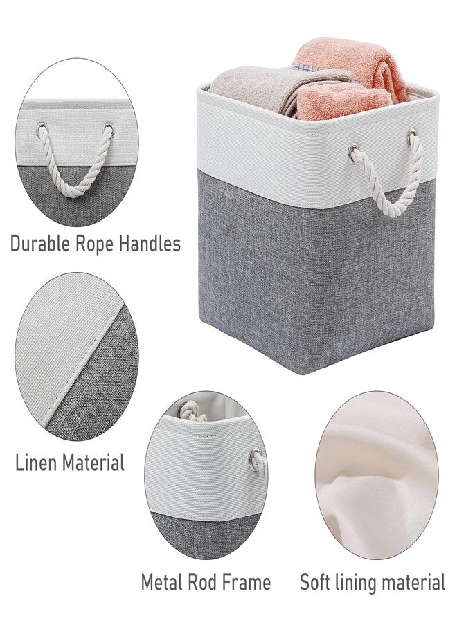 MidmmVick 12 x 12 Inch Cube Storage Bins, 6 Pack Large Collapsible Fabric Storage Bin with Ropes, Foldable Storage Cubes for Home, Office,Closet, Clothes, Toys Organizer (White & Grey) - Image 5