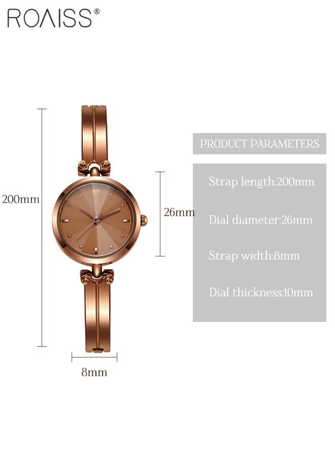 roaiss Women's Brown Bracelet Quartz Watch, Analog Display Round Brown Dial Watch, Waterproof Retro Watch as Gift for Women  - Image 4