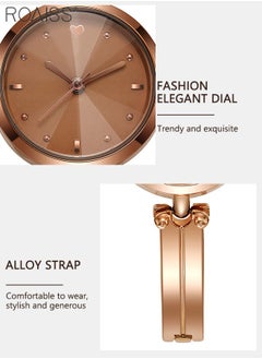 roaiss Women's Brown Bracelet Quartz Watch, Analog Display Round Brown Dial Watch, Waterproof Retro Watch as Gift for Women  - Image 5