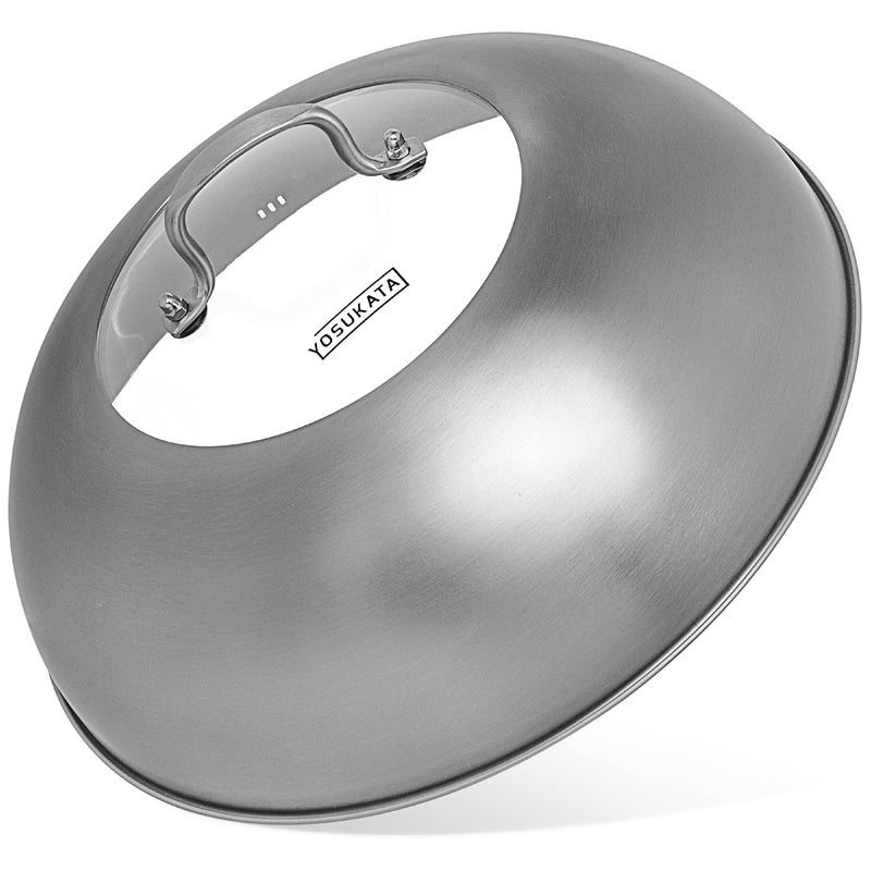 YOSUKATA Wok Lid 13.6 Inch - Premium Stainless Griddle Dome with Tempered Glass Insert Steam Holes - Dishwasher-Safe Round Wok Cover for 14" Wok - Chees Melting Dome for Griddle - Grill Basting Cover - Image 1