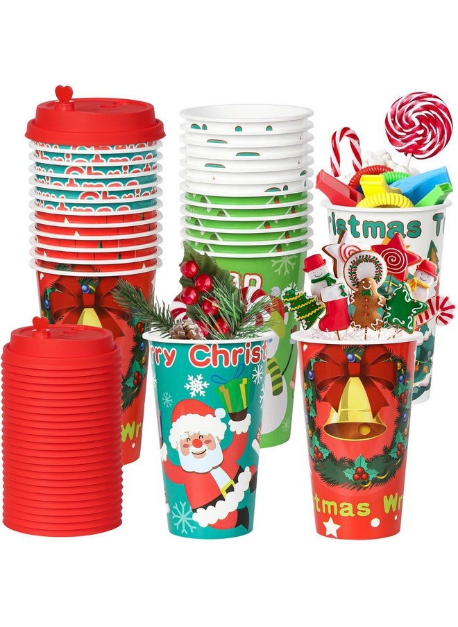 FZR Legend - Christmas Party Favors Goodie Cups, 24 Pack 16Oz Reusable Xmas Plastic Party Supplies Hot Decorations Cups With Lids Plugs For Kids For New Year,Holiday,Christmas Party Tableware - Image 1