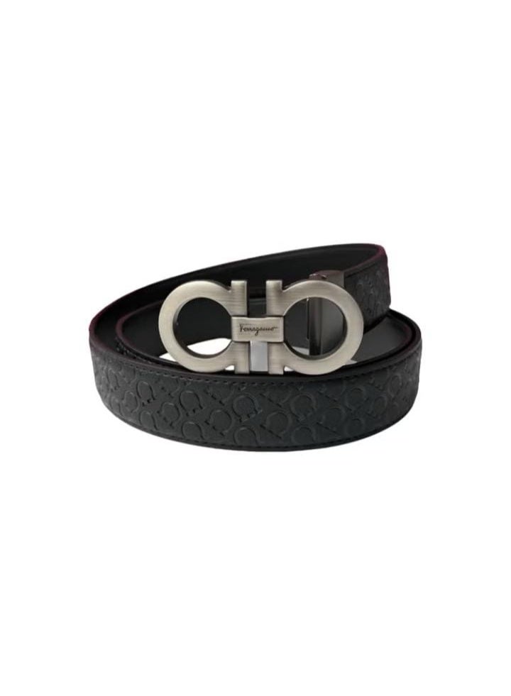 Salvatore Ferragamo Black Leather Belt For Men - Image 1