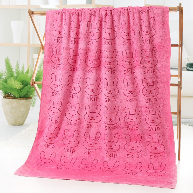 general Kids Microfiber Bath Towel, Cartoon Rabbit Print Beach Towel for Children Swimming and Shower - Image 1