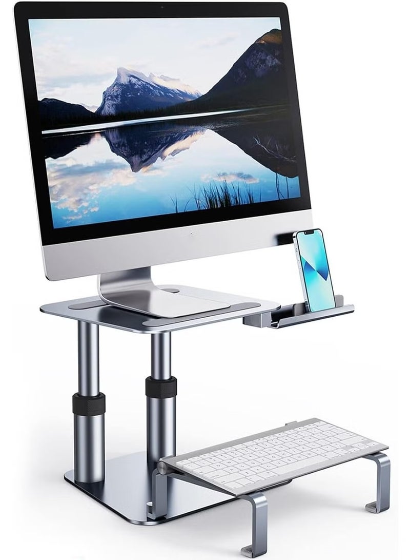 ELTRAZONE Height Adjustable Monitor Stand with Retractable Mount – Desktop Riser for Laptop, iMac, MacBook, iPad & iPhone – Ergonomic Design with Keyboard Storage for Home or Office Use  - Image 1