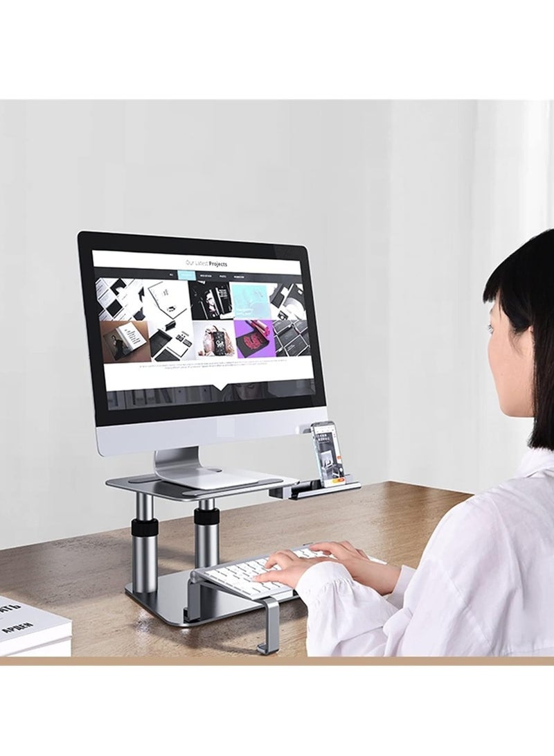 ELTRAZONE Height Adjustable Monitor Stand with Retractable Mount – Desktop Riser for Laptop, iMac, MacBook, iPad & iPhone – Ergonomic Design with Keyboard Storage for Home or Office Use  - Image 2