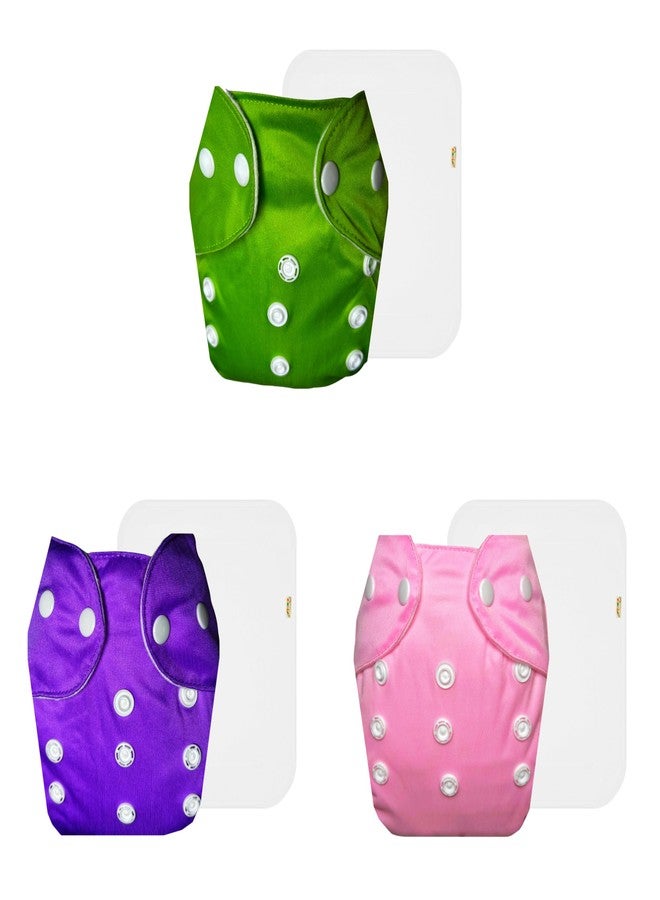 Dumbledo Lite Cloth Diaper with Cotton Insert (Pack of 3) | Soft & Gentle | Reusable & Washable | Adjustable Snaps | Worry-Free Diapering | 3 Months - 2 Years | Unisex Baby - Image 1
