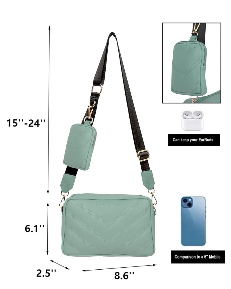 ADISA Women's Girls Cross Body Sling Messenger Bag with Pouch (SL8127_Green) - Image 2