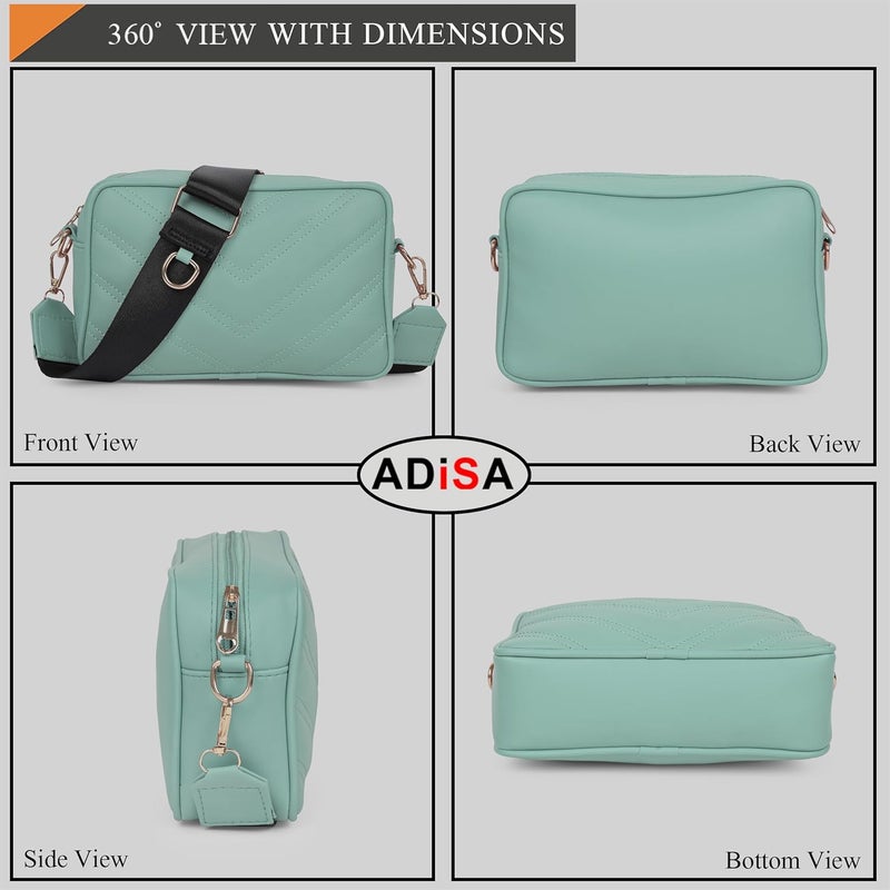ADISA Women's Girls Cross Body Sling Messenger Bag with Pouch (SL8127_Green) - Image 1