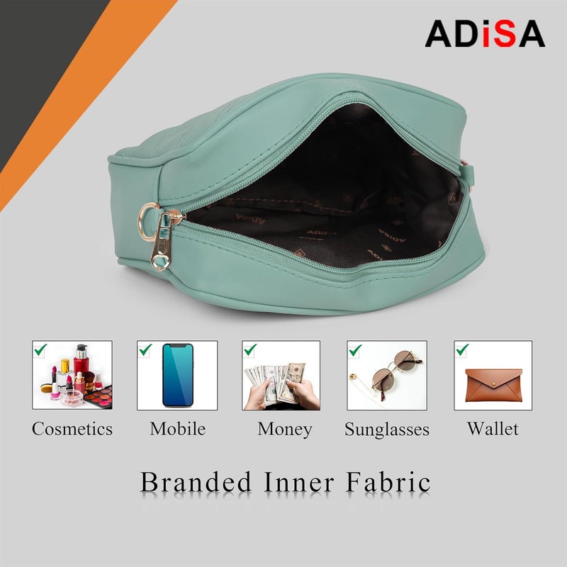 ADISA Women's Girls Cross Body Sling Messenger Bag with Pouch (SL8127_Green) - Image 4
