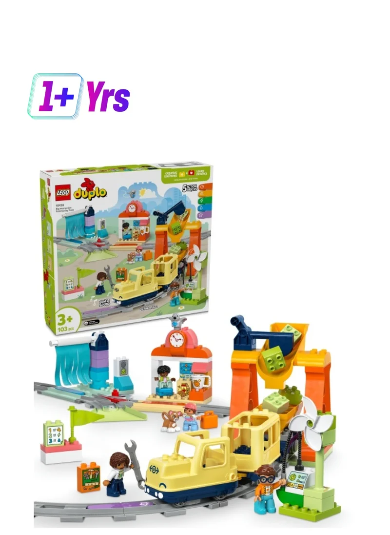 ليغو DUPLO Big Interactive Community Train Set, Montessori Building Toy, Interactive Push&Go Locomotive with Lights, Sounds and Tracks, Gifts for 3 Plus Year Old Toddlers. Boys and Girls 10428 (103 pieces)