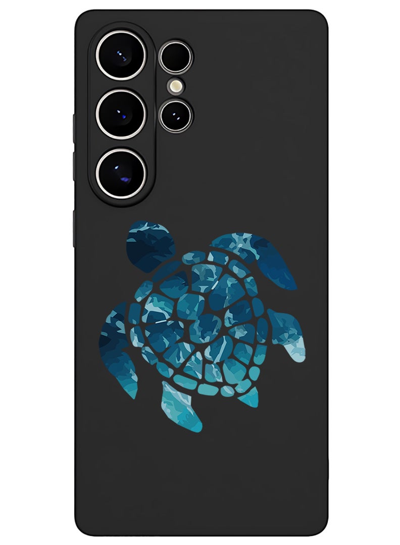 Theodor Protective Slim Fit Case Liquid Silicone Cover with Full Body Protection Anti-Scratch Shockproof Case For Samsung Galaxy S25 Ultra (Black) - Blue Turtle - Image 1