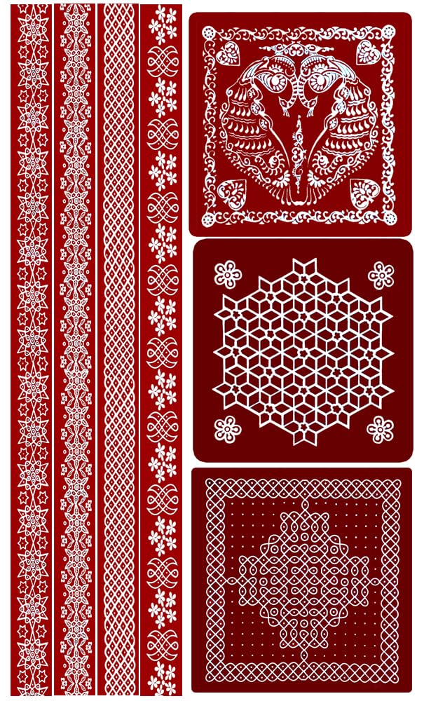 ABS HERBALSRangoli Sticker Kolam Sticker for Wall Tile Floor Steel StickerPack of 1SET 10X10 3PIC30X2 4PIC INCH ModelMM3MP4 - Image 1