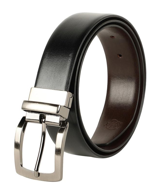 ZEVORA Reversible Vegan Leather Belt for Men - Black & Brown, 2-in-1 Formal/Casual Design, Premium Chrome Buckle, Ideal Gift for Birthdays & Anniversaries Rakhi set for brother - Image 1