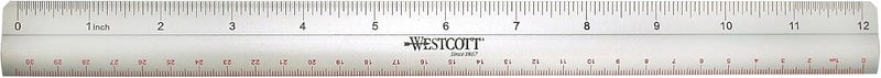 Westcott Westcott English and Metric Aluminum Wave Ruler With Beveled Edges 12
