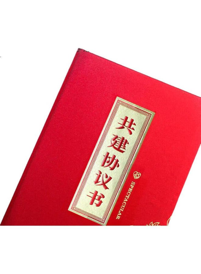 Befon A4 Joint Construction Agreement Signing Book, Signing Ceremony Book, Red High-End Business Signing Book, Strategic Cooperation Signing Book, Signing Folder, Signing Pad 9738 - Image 2