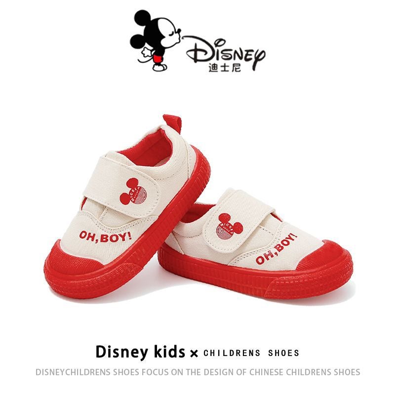 Disney Kidsren'S Canvas Shoes 2025 Spring Boys' Indoor Shoes Non-Slip Soft Bottom Velcro Cloth Shoes Girls' Shoes - Image 1