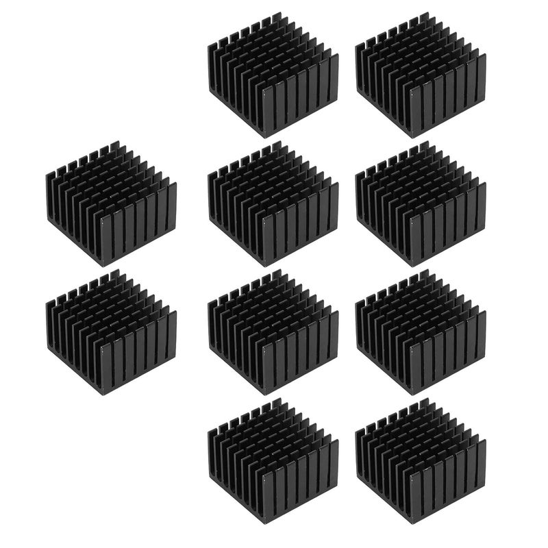 Heat Sink Aluminum Cooling with Adhesive, 10Pcs TP37 x 24 x 24 Black Thick Material - Enhanced Heat Dissipation, Durable Anti -, Ideal for CPUs and Amplifier Modules - Image 1