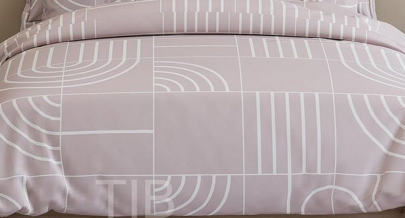 TIB 140 TC Glace Cotton Double Super King Size Bedsheet with 2 Pillow Covers (108x 108 inches, Pink Geometric) - Image 2