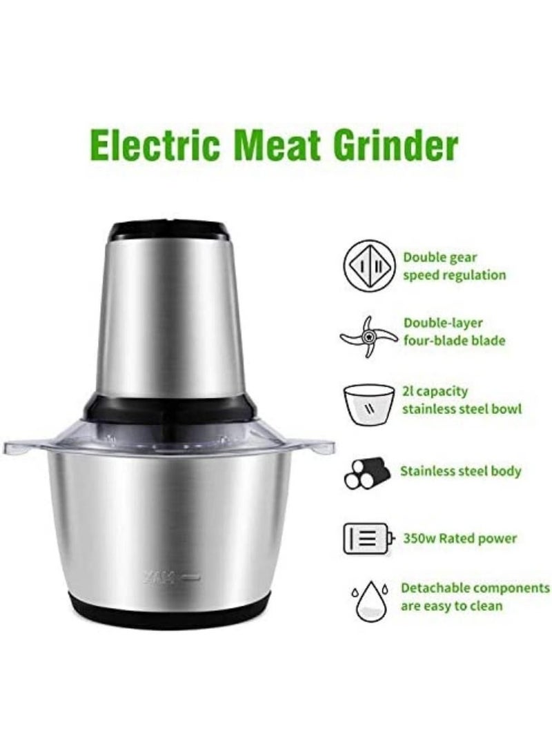 Generic - Food Chopper Multifunctional Stainless Steel Food Processor Vegetable Chopper Electric Meat Grinder for Meat Vegetable Fruits 2L - Image 1
