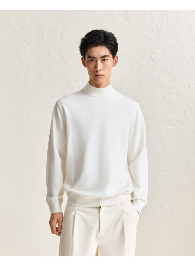 Waxbird Men's Autumn Winter Solid Color Half High Neck Skin-friendly Fleece Base Layer Shirt Multi-color Warm Knitted Sweater Men's Sweater - Image 1