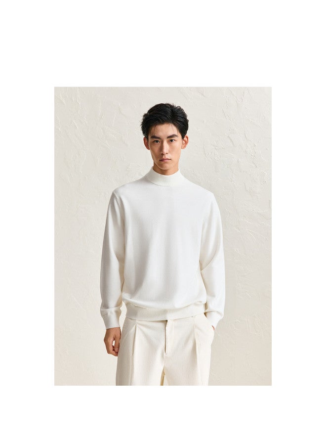 Waxbird Men's Autumn Winter Solid Color Half High Neck Skin-friendly Fleece Base Layer Shirt Multi-color Warm Knitted Sweater Men's Sweater - Image 2