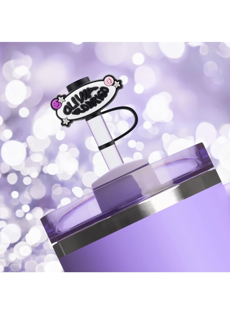 KASTWAVE Silicone Straw Covers, 6Pcs 10mm/0.4in Cute Straw Toppers, for Stanley 30&40 Oz Cup, Dust-Proof Drinking Straw Reusable Straw Tips Lids (Purple) - Image 3