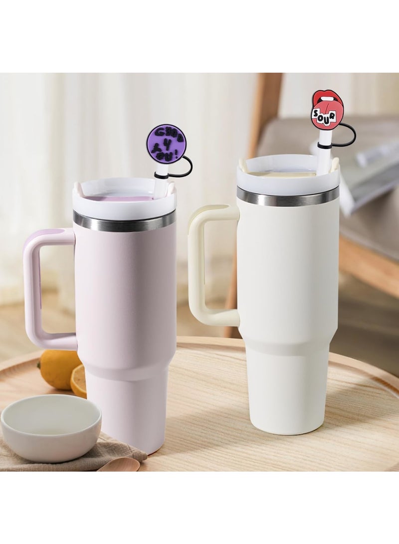 KASTWAVE Silicone Straw Covers, 6Pcs 10mm/0.4in Cute Straw Toppers, for Stanley 30&40 Oz Cup, Dust-Proof Drinking Straw Reusable Straw Tips Lids (Purple) - Image 5