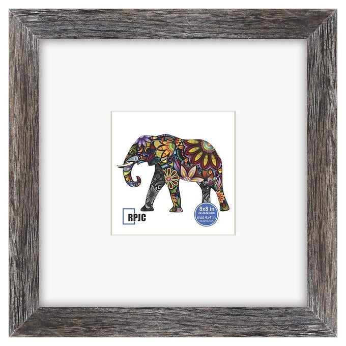 8X8 INCH SOILD WOOD PICTURE FRAME WITH HIGH DEFINITION GLASS DISPLAY PICTURES 4X4 WITH MAT OR 8X8 WITHOUT MAT FOR WALL MOUNTING HANGING PHOTO FRAME DRIFTWOOD FINISH