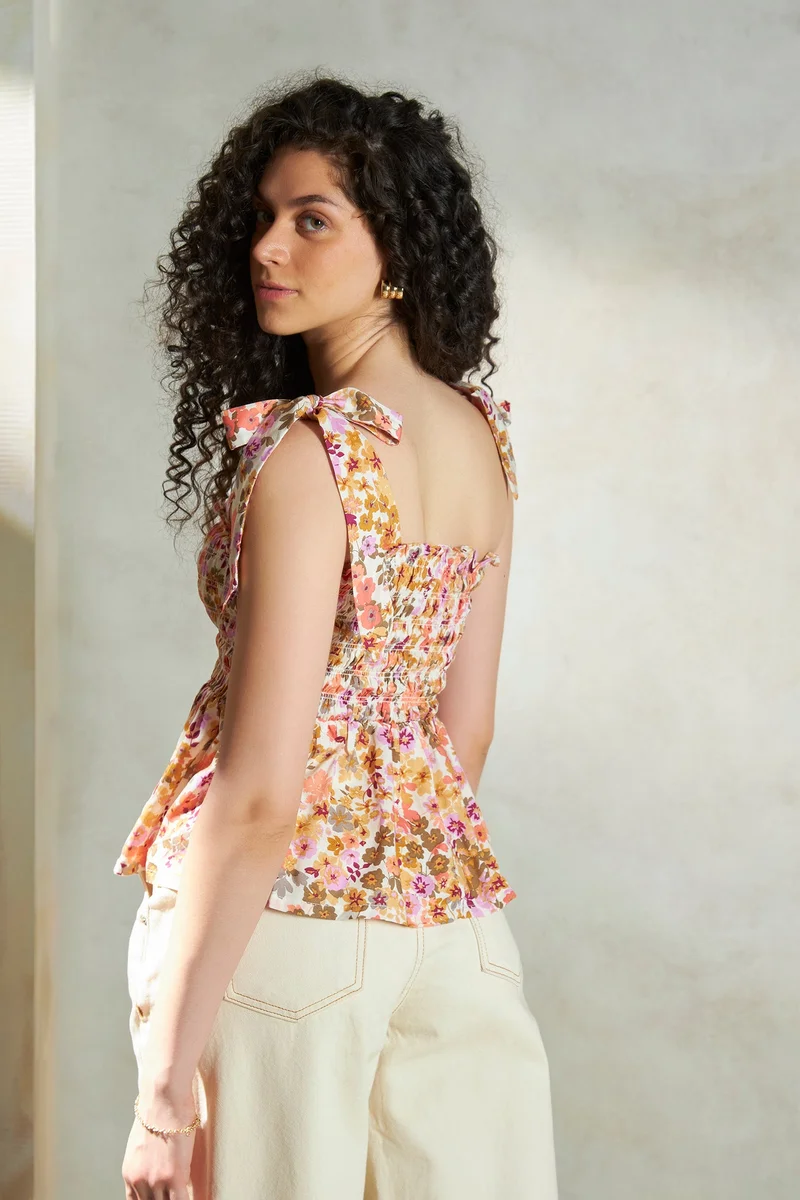 Virgio Viscose Tie Vacation Up Peplum Tops for Women