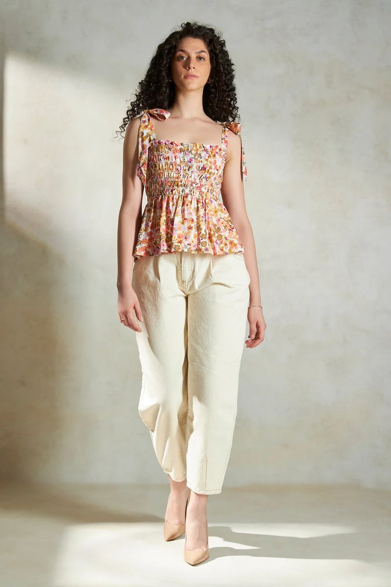 Virgio Viscose Tie Vacation Up Peplum Tops for Women