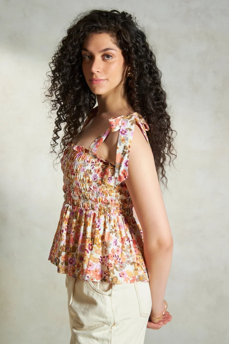 Virgio Viscose Tie Vacation Up Peplum Tops for Women