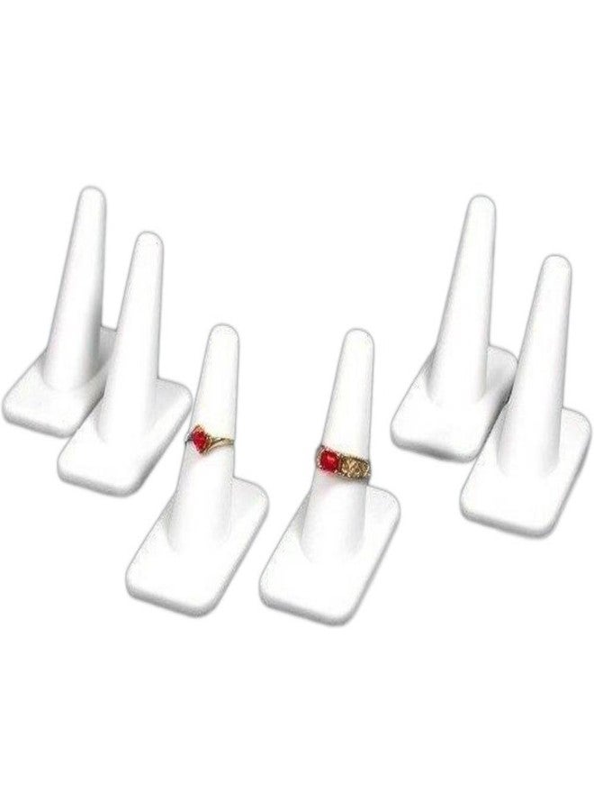6White Rubber Ring Finger Jewelry Holder Showcase Display Stands