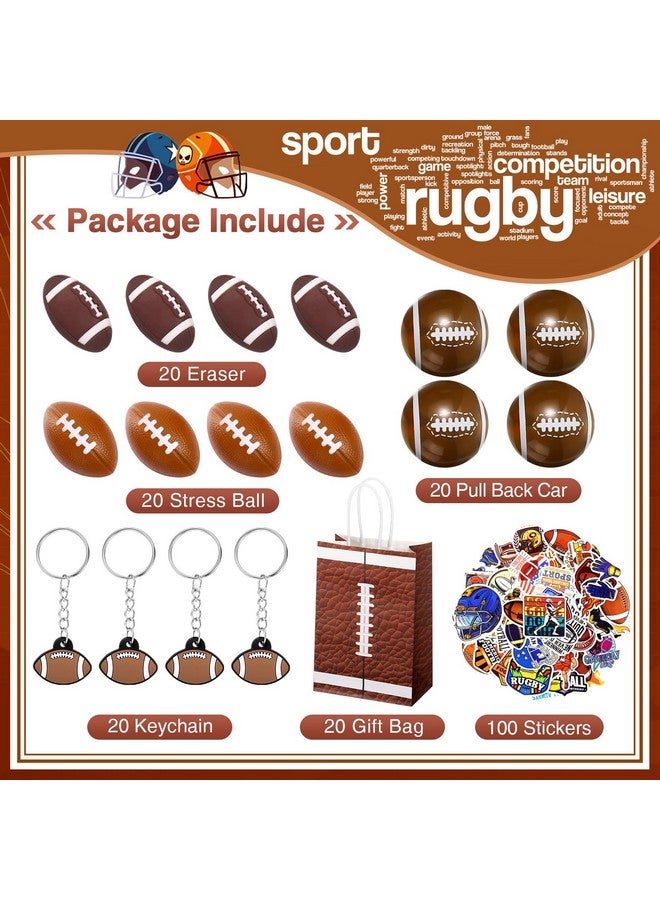 Aoriher 200 Pcs Sport Party Favors Set, Sport Party Gift Bag Fillers Foam Sports Balls Keychains Sticker Eraser Pull Back Cars For Baseball Basketball Football Soccer Birthday Gift(Football) - Image 2