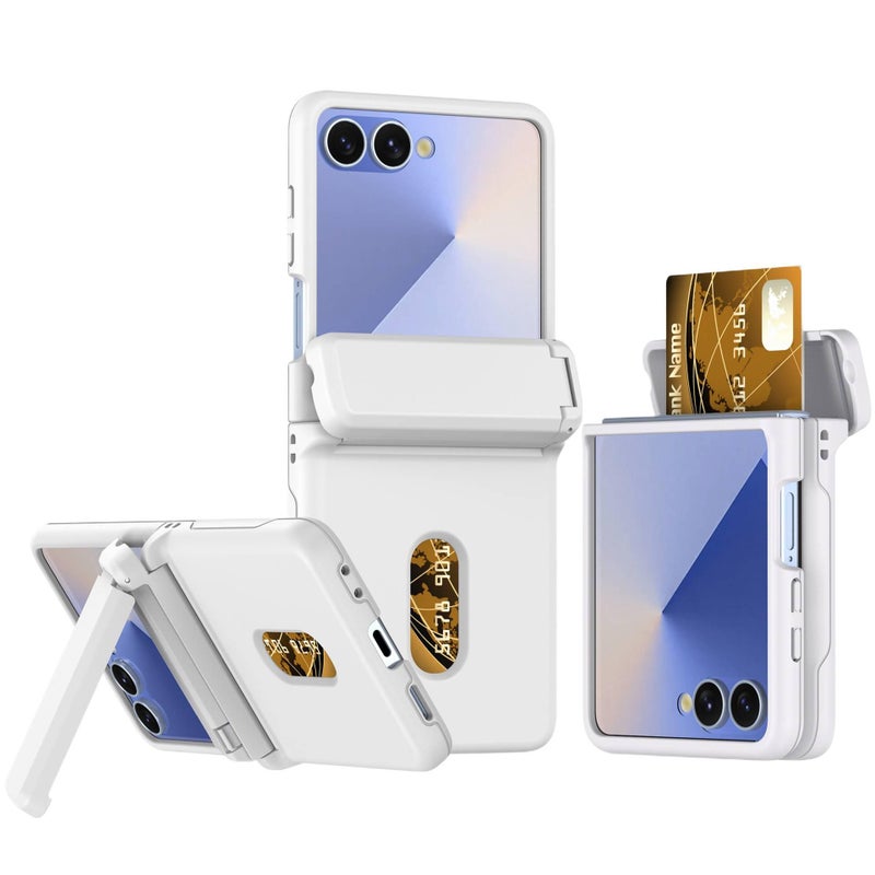 غطاء واقي بملمس باللون أسود جلد لـ Samsung Galaxy Z Flip 6 مع حامل بطاقات وحزام سلسلة مع مقاوم للصدمات مع عبر الجسم مع حماية من السقوط خفيف الحمل للاستخدام الداخلي - Image 1