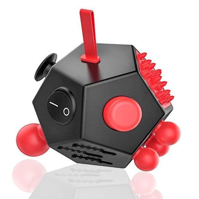 WCZCBOYA 12 Sided Fidget Toys CubeDodecagon Fidget Toys for Kids Adults Relief Stress and Anxiety Anti Depression Focus for ADHD ADD Autism Red Normal A4 - Image 2
