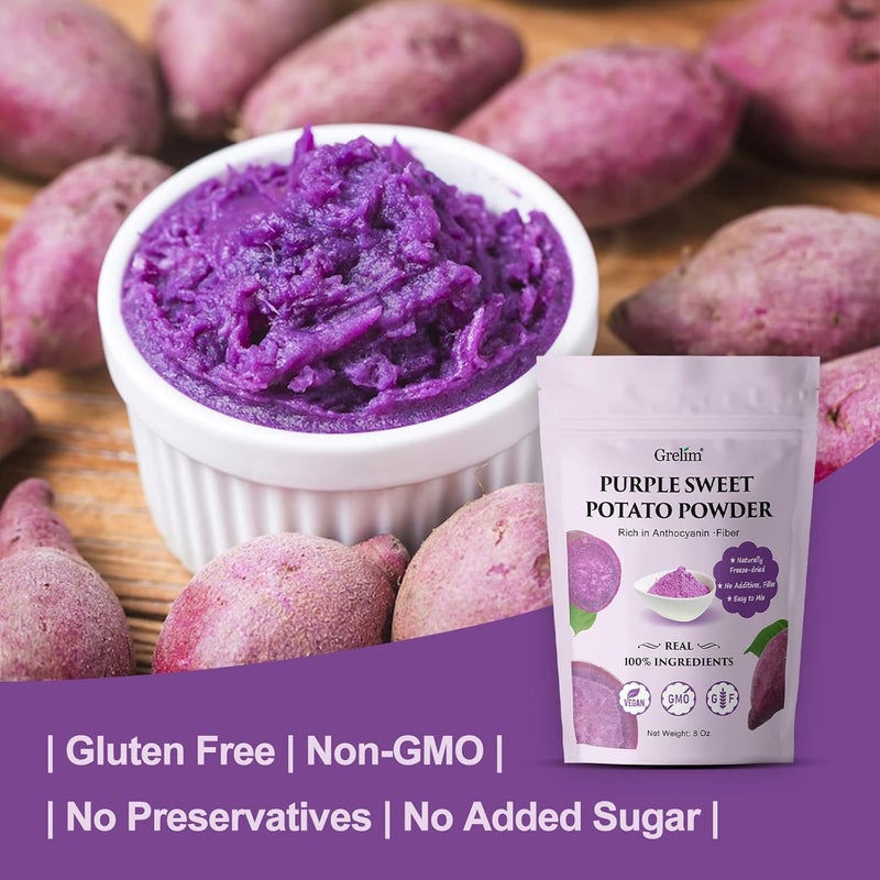 Grelim Premium Purple Sweet Potato Powder - 8 Oz, Gluten Free, Vegan, Non-GMO Natural Ube Powder - Image 5
