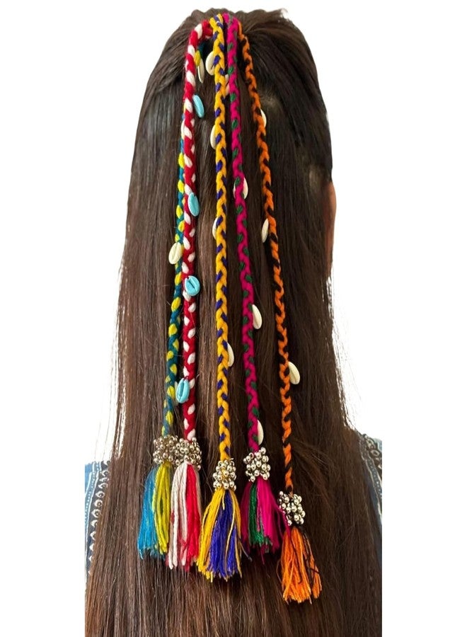 GKDARED ربطات شعر مطاطية لضفائر شعر GKDARED لإطلالة نافراتري - إكسسوارات بوهو، إكسسوارات كعكة شعر لمهرجان نافراتري، وصلات شعر بألوان قوس قزح يومية للفتيات والسيدات (عبوة من قطعة واحدة) - Image 1