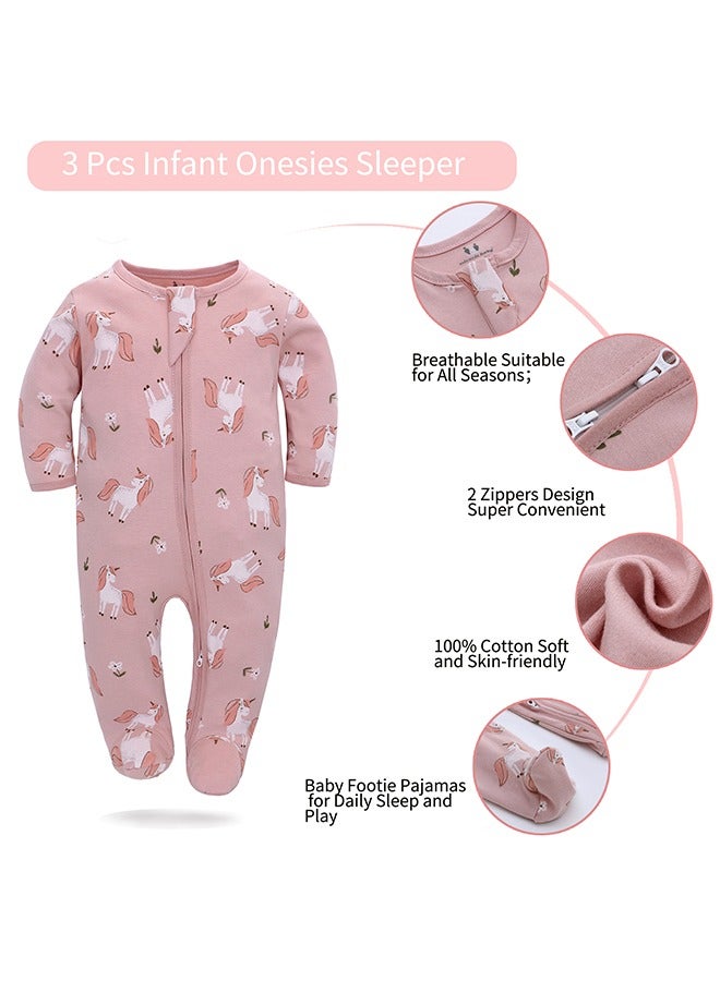 دوكو 3PCS حديث الولادة طفل Onesies مع سحاب 100٪ قطن الأكمام الطويلة بيجاما الطفل ساق مغطاة ملابس الطفل - Image 4
