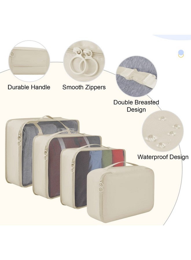 Lubardy 7 Set Packing Cubes for Travel Luggage Packing Organizers with laundry bag & Shoe Bag for Men Women Carry on Suitcase(White) - Image 2
