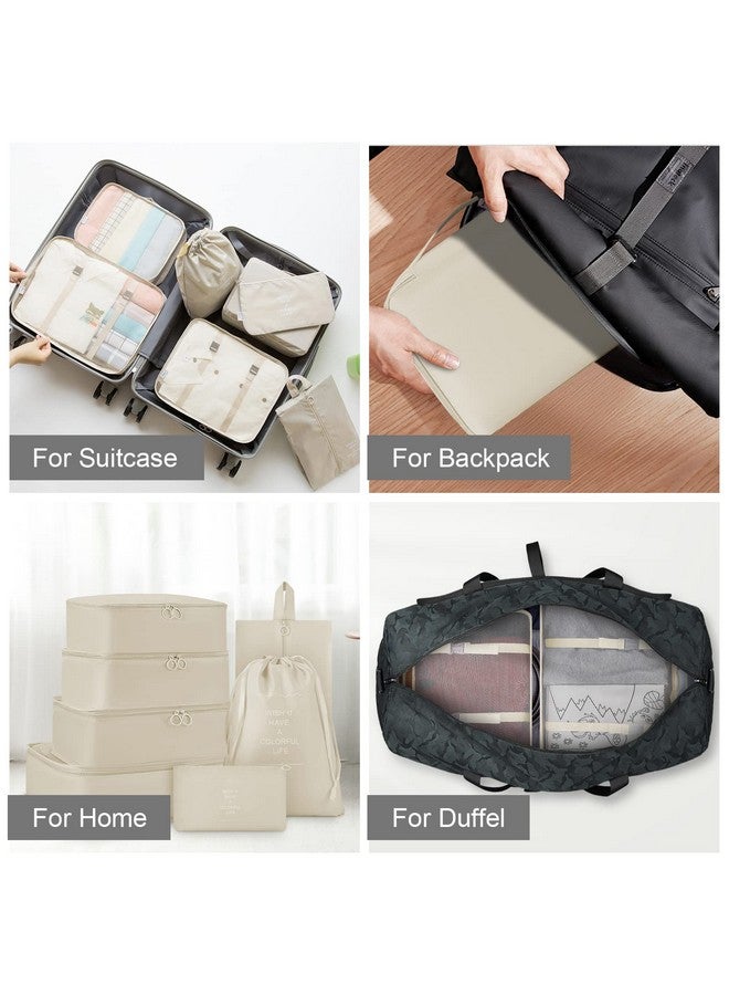 Lubardy 7 Set Packing Cubes for Travel Luggage Packing Organizers with laundry bag & Shoe Bag for Men Women Carry on Suitcase(White) - Image 5