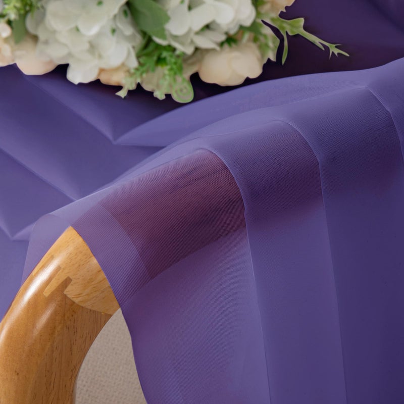 Chyhomenyc Sheer Curtains 36 inch Length 2 Panels  Light Filtering Voile Rod Pocket Short Window Sheer Curtians for Bathroom Living Room  2PCS  Purple - Image 4