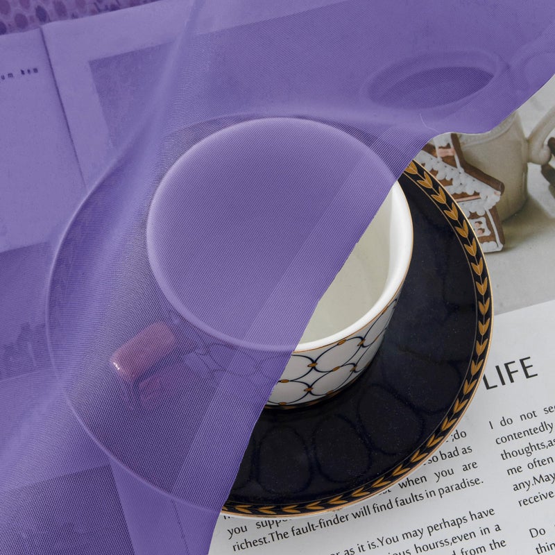 Chyhomenyc Sheer Curtains 36 inch Length 2 Panels  Light Filtering Voile Rod Pocket Short Window Sheer Curtians for Bathroom Living Room  2PCS  Purple - Image 5